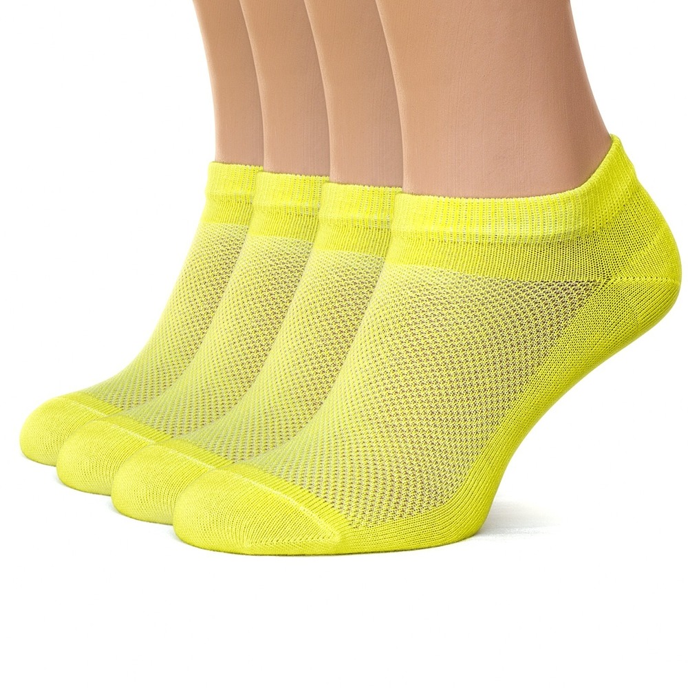Yellow Thin Breathable Cotton Low Cut Ankle Running socks for Women Men,‎ 4 Pack